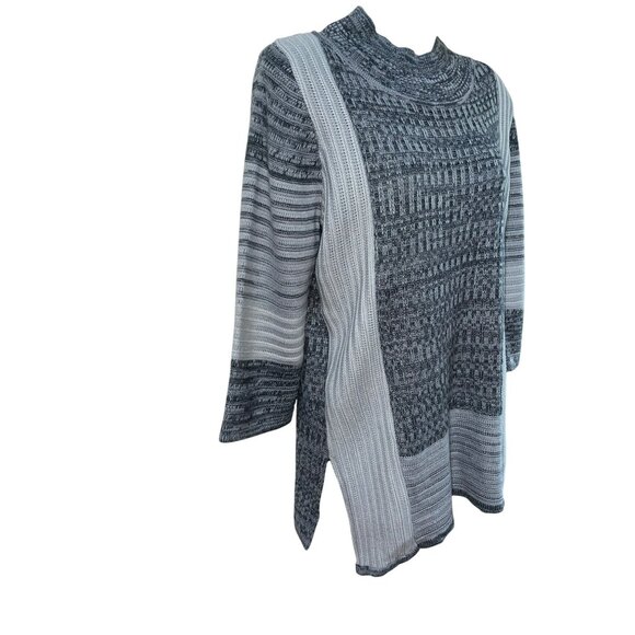 Ming Gray Patterned Knit Sweater Top S 3/4 Sleeves Acrylic/Wool Blend Textured D - Picture 7 of 8